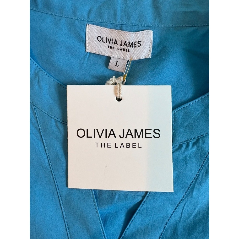 NWT Olivia James Womens Blue Belt Flap Pocket Utility Chic Mini Dress Size Large - Picture 10 of 16